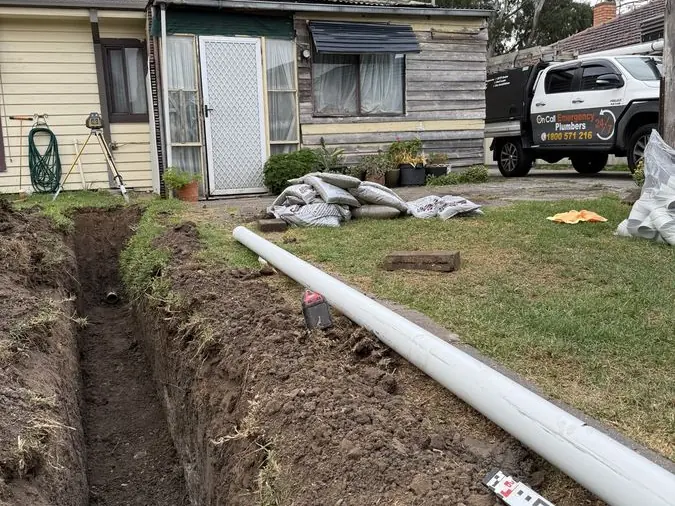 New underground drainage pipe installation, Parkdale